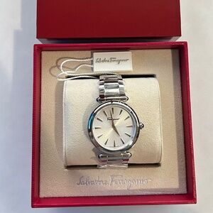 Limited edition Salvatore Ferragamo silver ladies watch 50mm